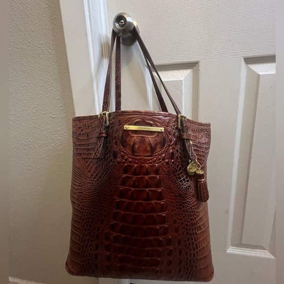 Brahmin Pecan Melbourne Croc-Embossed Brown Leather Handbag main image 4